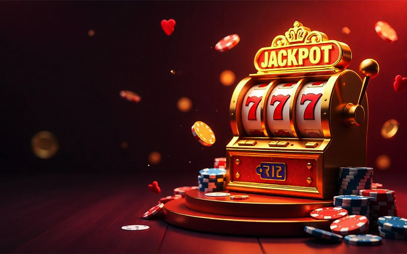 Layar slot bertema dengan simbol bonus pada reel